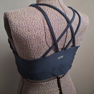 ATHLETIC WORKS DRI-MORE Tech XL Sports Bra Top navy Blue Polyester Spandex Yoga